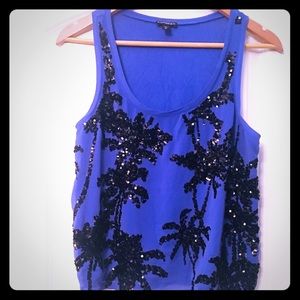 Express sequin embellished tank top